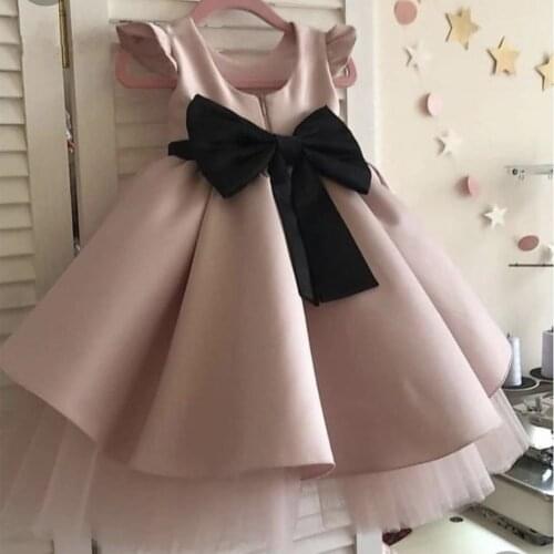 Cute Girl Birthday Dresses Bow Knot Flower Girl Dresses Ruffles Layers Tired First Birthday Dresses