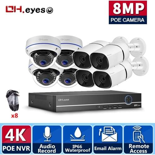OH.eyes 16CH 8MP POE NVR Security System Kit Outdoor 8MP Waterproof P2P IP Camera HDD Onvif CCTV Audio Video Surveillance Set