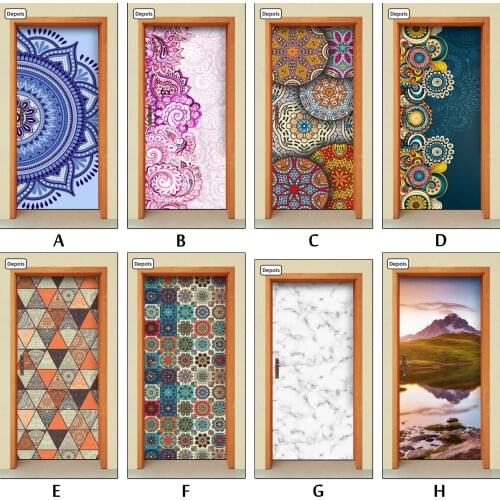 Modern Door Stickers Fashion Art PVC Waterproof Wallpaper For Doors Living Room Bedroom Home Decor Mural DIY Renovation