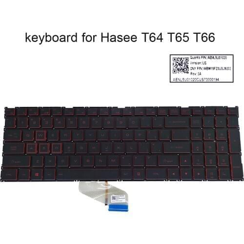 US English backlight keyboard For Hasee Kingbook T64 T65 T66 102-015F2LHA13 red keys backlit keyboards blue key original New
