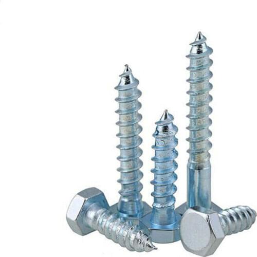 M6-M12 Coach Screws External Hex Head Self Tapping Wood Screw DIN571 Hexagon Head Full/Half Thread Bolt Zinc Plated Carbon Steel