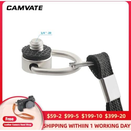 CAMVATE 2pcs 1/4" Mounting Screw Stainless Steel Made With Anti-lost Hand Strap Loop For Quick Release Plate Photographic Access