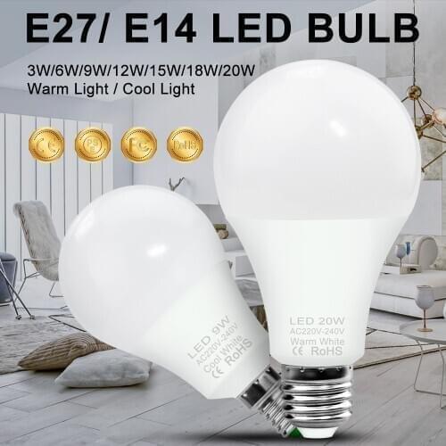 WENNI E14 LED Bulb 3W 6W 9W 12W 15W 18W 20W Lampada E27 LED Home Lighting Lamp AC 220V LED Energy Saving Light For Living Room