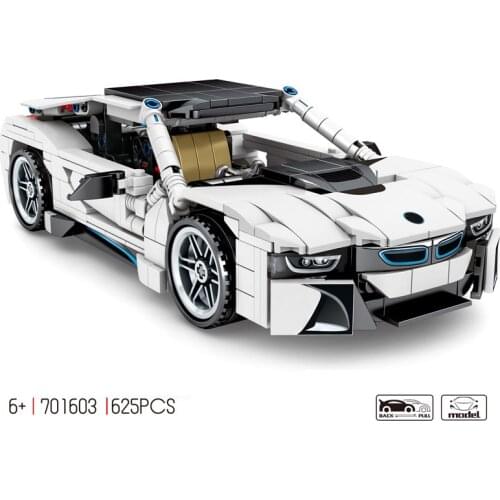 Technical building block germany brand sport car i8 model Pull back vehicle steam assembly bricks toys collection for boys gifts