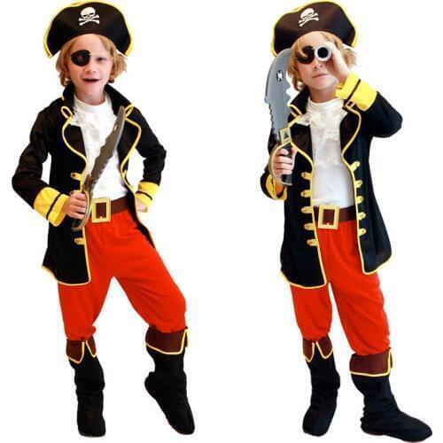Halloween Party Supplies Pirate Captain Hat Boots Cosplay Clothing Costume 6pcs A Set Childrens Day Cosplay Free Shipping