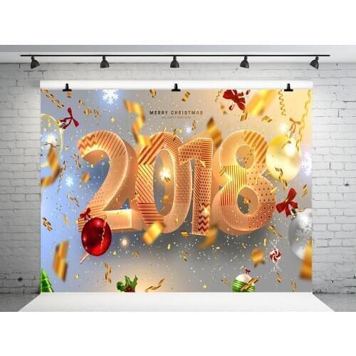 VinylBDS Happy New Year 2018 Photo Background Photography Backdrop Christmas Decoration For Home Backgrounds For Photo Studio