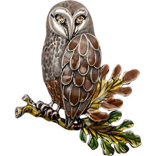 YACQ Owl Bird Leaf Pin Brooch Crystal Enamel Jewelry Cute Fashion Women Birthday Party Gifts Mom Teen Girls Dropshipping NB23