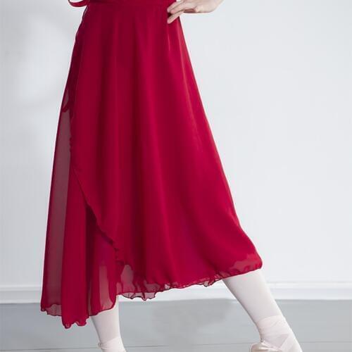 Women Ballet Dance Skirt Adults Long Chiffon Ballet Skirts Women Lyrical Soft Ballet Dress Black Burgundy Dance Costumes
