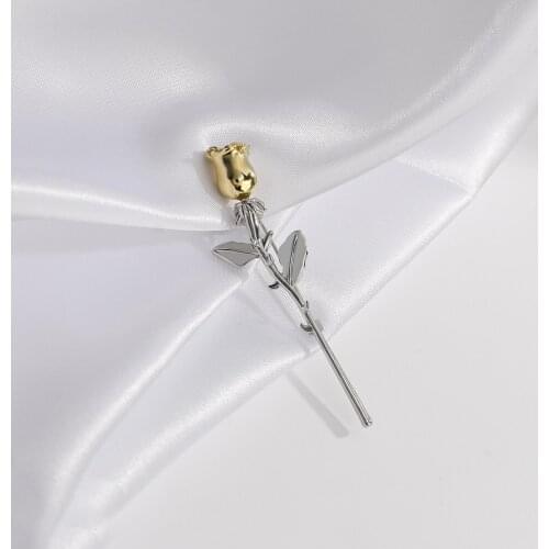 AENSOA Simple Metal Flower Brooches for Women Elegant Fashion 2021 Korea Gold Silver Color Brooch Wedding Jewelry High Quality