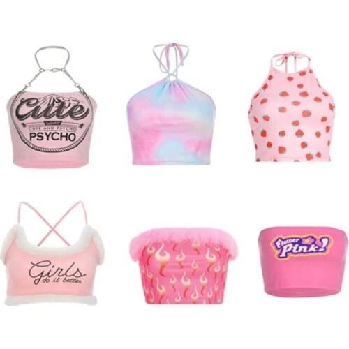 Women Summer Casual Tank Tops Young Style Halter Vest Sleeveless Sling Crop Sexy Cute Sweet Sleeveless Girls Ladies Camis