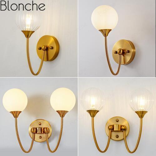 Nordi Gold Wall Lamp Modern Led Mirror Light for Living Room Bedroom Stairs Corridor Decor Lighting Fixtures Glass Ball Sconces