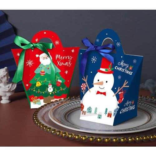1PC Christmas Gift Bag Paper Christmas Bag For Perfume Doll Candy Bag Cookie Biscuit Chocolate Paking Box Case Hand Bag Presents