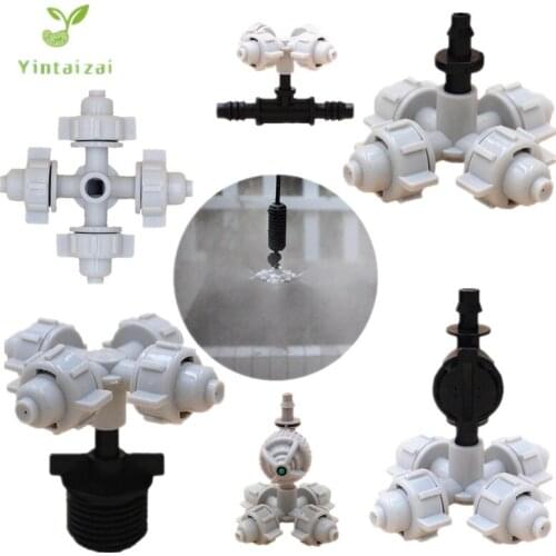White Fogger Watering System Sprinkler 4-Outlet Micro Spray Sprinklers Garden Irrigation Mist Atomizing Nozzles Micro Irrigation