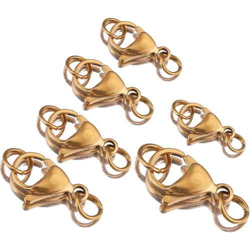 20Pcs Stainless Steel Gold Lobster Clasp with Jump Ring Claw Clasps for Diy Jewelry Making Supplies Bracelet Necklace Wholesale