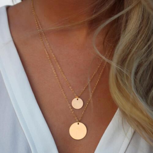 2019 Aonani Double Layered Gold Sequin Double Strand Necklace,Layering Disc , Boho Necklace, Beach Jewelry