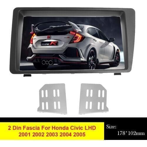 2Din Car Radio Fascia For Honda Civic LHD 2001 - 2005 DVD Stereo Frame Panel Plate Mounting Dash Installation Bezel Trim Kit