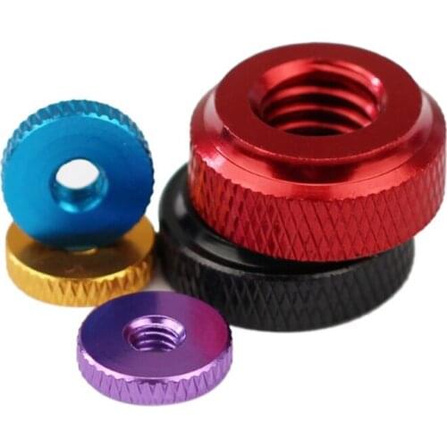 3pcs/lot M5 M6 M8 M10 Thin Type Alu Alloy Through Hole Knurled Thumb Nuts Hand Grip Knobs Nut