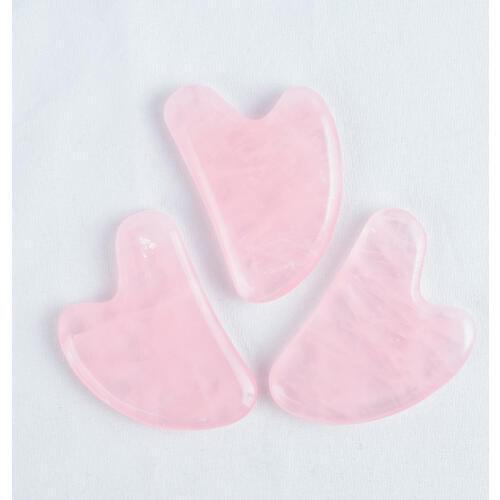 3pcs Natural Rose Quartz Gua Sha Face Jade Massage Crystal Scratch Foot Back Head Acupuntura Massager Stone Therapy Health Care