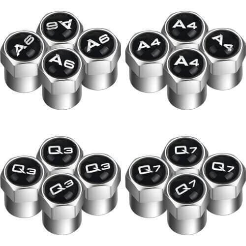 4pcs Aluminum Valve Caps Car Wheel Tires Valves Tyre Stem Air Caps for AUDI A3 A4 A6 Q3 Q7 TT Accessories