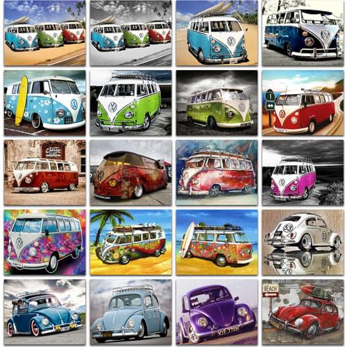 5D DIY Diamond painting Cross stitch VW car up Full Square Diamond embroidery bus set Full Round Diamond mosaic colorful autos
