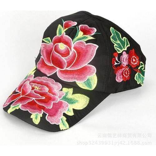 Womens Cap Cotton Flowers Embroidered Baseball Cap Mens Caps With Chinese Characteristics Vintage Hats For Ladies bucket Hat