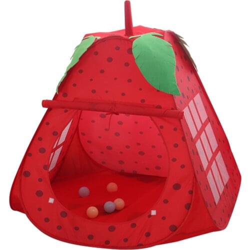 80xx80x100cm Kid Tent Children Indoor Tent Toy Non-toxic Pretend Play Fun Ball Pool Cute Strawberry Color For Girls Kids Gifts