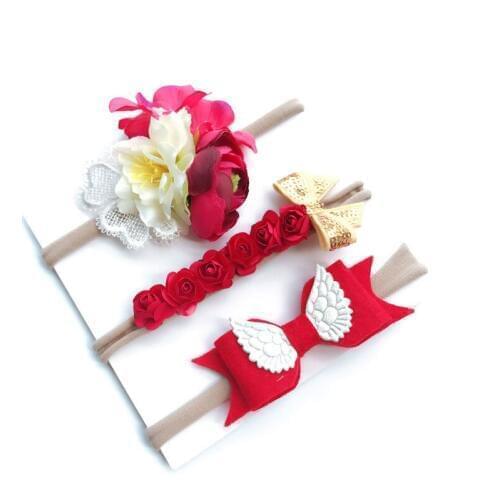 Childrens artificial flower hair band set Wings felt cloth bohemian baby holiday hair accessories headdress