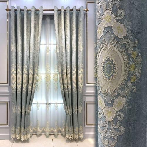 European copper coin chenille jacquard bottom cloth high grade rope embroidery living room water soluble embroidery curtain