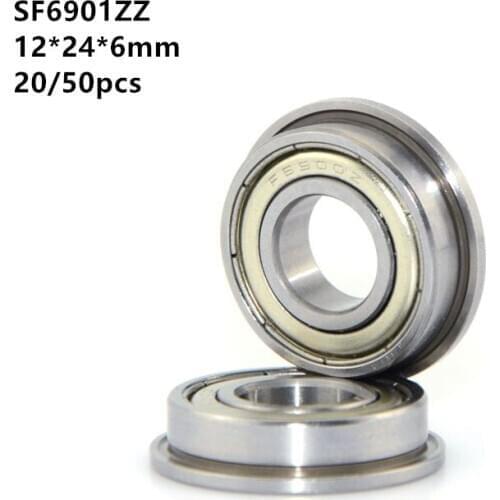 20/50pcs ABEC-5 stainless steel flanged bearing SF6901 SF6901Z SF6901ZZ 12*24*6mm flange deep groove ball bearings 12x24x6mm