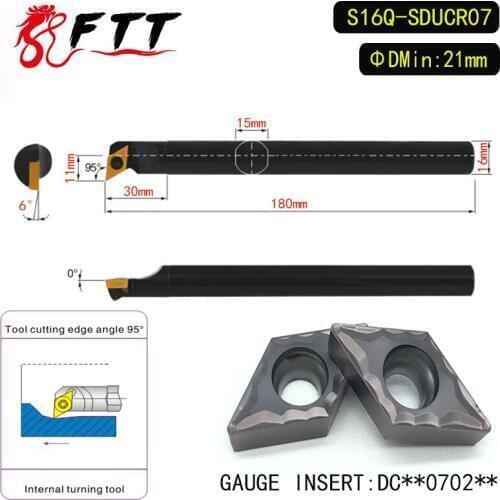 S16Q-SDUCR07 95 Degrees Internal Turning Tool Holder For DCMT070204 DCMT070208 Insert Internal Boring Bar Lathe Machine