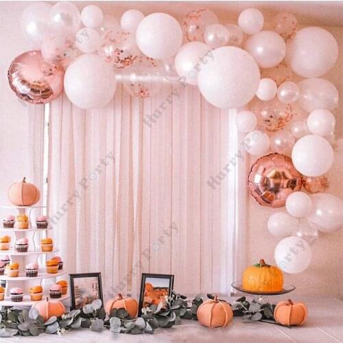 Rose Gold Foil Balloon Garland Arch Kit Wedding Birthday Party Decoration Kids Globos Transparent Confetti Ballon Baby Shower