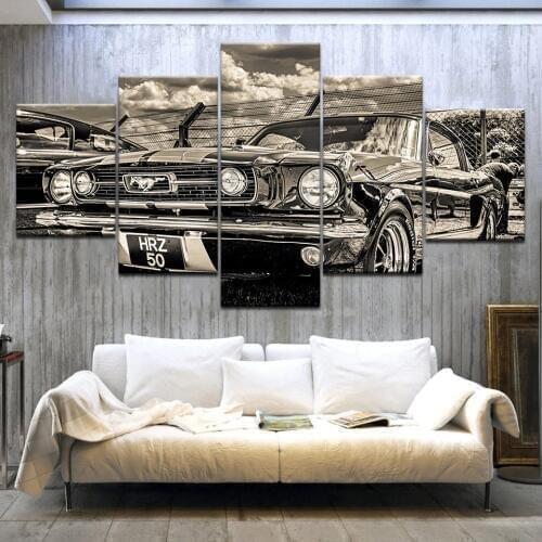 Modular HD Print Artwork Modern Sports Car Poster Home Decor Wall Art 5 Panel Pictures 1965 Ford Mustang Canvas Painting Artwork
