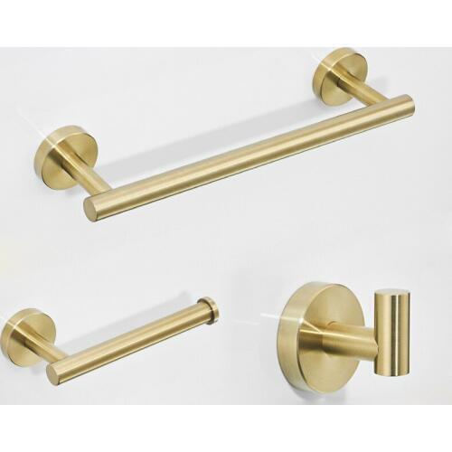 Bathroom Hardware Set Brushed Gold Finish Stainless Steel Towel Bar Paper Holder Robe Hook Bathroom Accessories