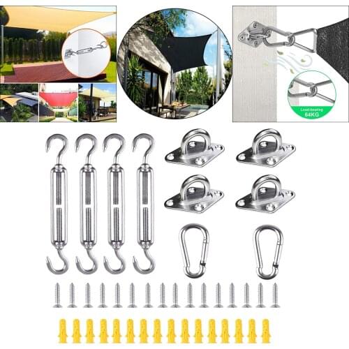 Shade Sail Hardware Kit 6 inch for Triangle Rectangle Sun Shade Sail Installation 304 Grade Stainless Steel for Garden Outdoor