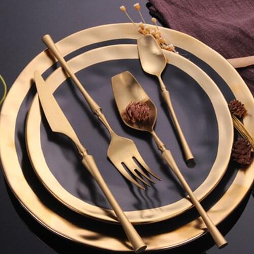 Royalin Flatware Set 4PCS Stainless Steel Modern Flatware Eating Utensils Set Includes Forks Spoons Cutter GQ