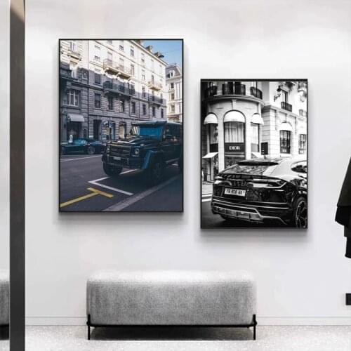Customizable European Wall Painting Retro Handsome Car Modern Waterproof Canvas Printing Poster and Print Home Decoration