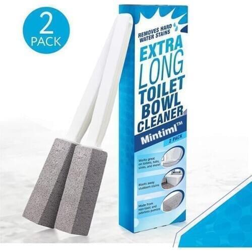 Pumice Toilet Cleaner With Handle 2PC Dead Corner Cleaning Double Side Curved Plastic Brush Toilet Bathroom Long Handle Cleaning