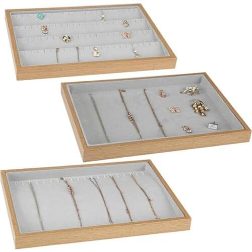 Bamboo Wood Jewelry Display Tray Necklace Pavement Tray Earrings Ornaments Place Tray
