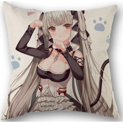Anime Azur Lane Cushion Pillow Tent,Office,Home Cotton Linen Zippered Pillowcase Family Home Accessories Customizable One Side