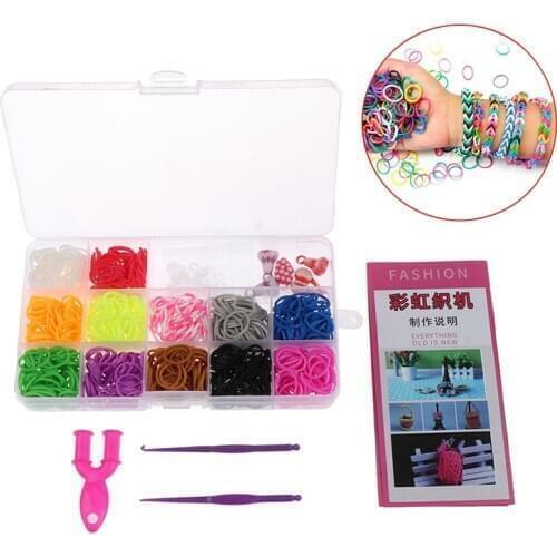 600Pcs/Box Rubber Loom Bands Girl Gift Elastic Band For DIY Weaving Lacing Bracelet Set Wholesale