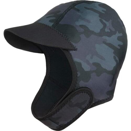 2MM Neoprene Surf Beanie Swim Cap with Chin Strap Adjustable Quick-Drying Diving Cap for Swimming Surfing