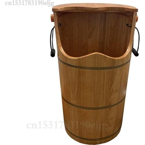 The first foot bath special foot bucket oak foot washing head with fumigation height can be customized solid wood foot washing b