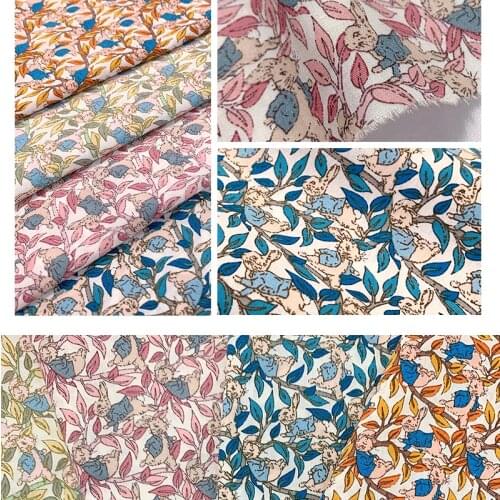 50cm * 145cm / Piece, Mr. Rabbit Pure Cotton Printed Cloth, Custom Dress Skirt Shirt Curtain Puppet Fabric, DIY Hand Material