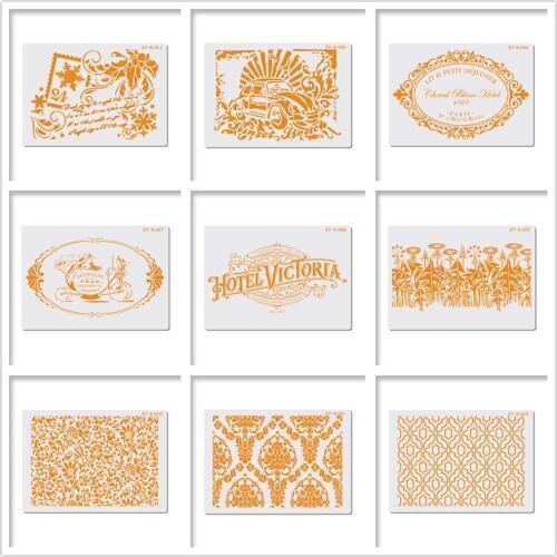 French Words Teapot Car Design Cake Stencil Layering Plastic Stencils Painting Drawing Stencils Template Cake Decorating Tool