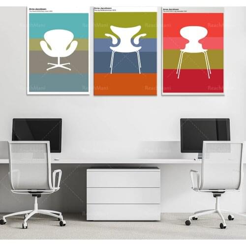 Arne Jacobsen chair Triptyque, set of 3 graphic poster prints, three-piece wall art, minimalist gallery wall set of 3 prints