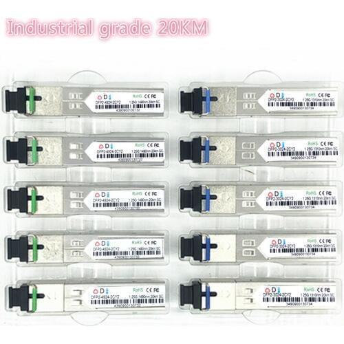 SC SFP Fiber optic module Industrial grade -40~+80 Celsius 1.25G20KM 1310/1550nm Single-SFP compatible optical module 5pairs