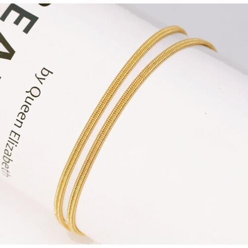 XP Jewelry -- ( 45 cm x 2 mm ) 20 inch Emboss Small Snake Necklaces for Men Women 24 k Pure Gold Color Fashion Jewelry Nickel Fr