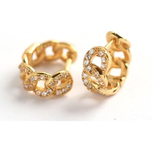 925 Sterling Silver Earring Fashion Zircon INS Style Leaves Leaf Geometric Chain Ear Ring Sweet Wild Trend Woman Girl Ear Jewelr