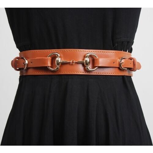 Womens runway fashion PU leather Cummerbunds female vintage Dress Corsets Waistband Belts decoration wide belt R3364
