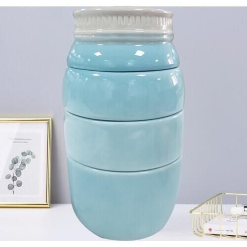 1Set Ceramic Measuring Cups Porcelain Jug Mason Measuring Cup Classic Style Measuring Cup 301-400ml (Sky-blue)